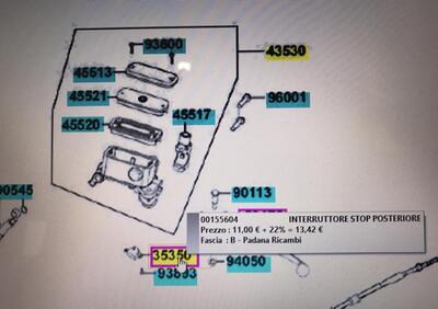 INTERRUTTORE STOP FANALE POSTERIORE KYMCO XCITING - Annuncio 7409379