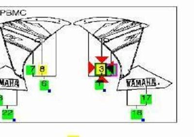-Emblema carena sup. Dx Yamaha R1 14B283913000 - Annuncio 9407212