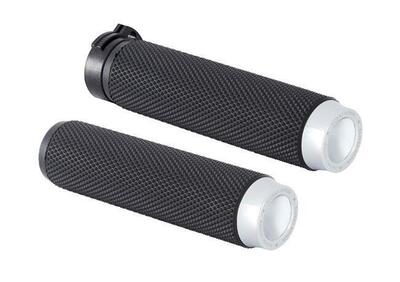 Manopole Knurled con gomma nere e cromo per accele Rough Crafts - Annuncio 8827411