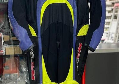 TUTA MOTOCUBO MIX PELLE E TESSUTO GIALLO FLUO BLU - Annuncio 9574014