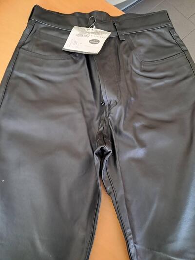 JEANS PELLE NERO MOTO GUZZI TG L