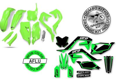 Kit plastiche+decals Ufo Stokes Kawasaki Verde flu  - Annuncio 8981666