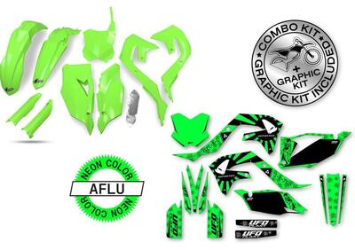 Kit plastiche+decals Ufo Akaishi Kawasaki Verde fl  - Annuncio 8986689