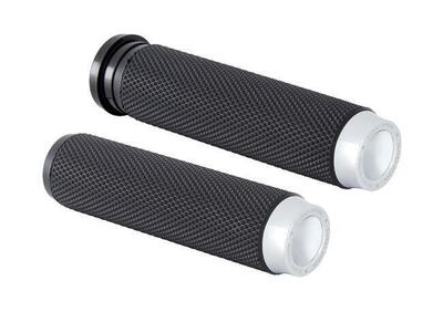Manopole Knurled con gomma nere e cromo per accele Rough Crafts - Annuncio 8826805